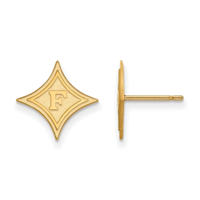 Abstract Shape Earrings-14k Yellow Gold Furman University Small Post Earrings