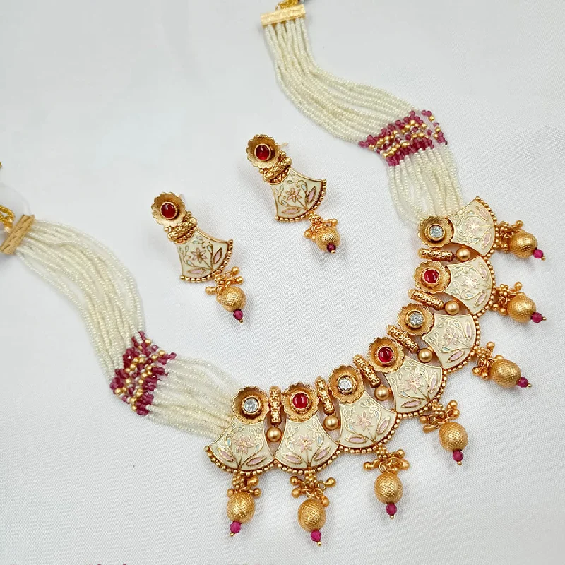 Rose Gold Pendant Necklace-Padmawati Bangles Copper Gold Meenakari Necklace Set