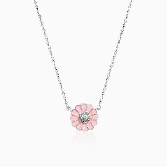 Elegant Silver Necklace-Silver Blushing in Pink Necklace