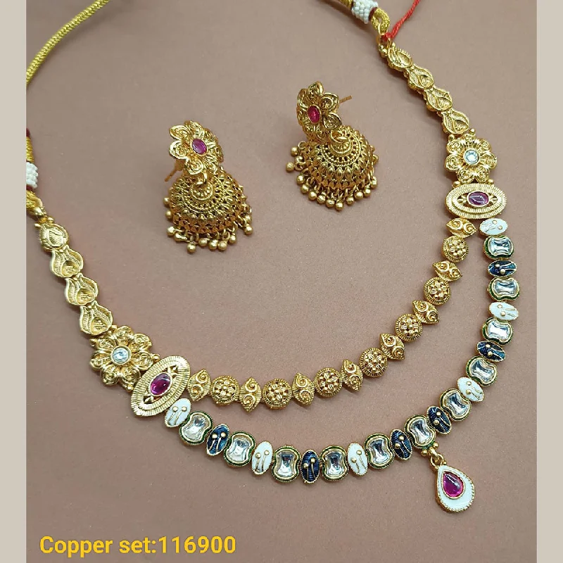 Silver Coin Necklace-Padmawati Bangles Copper Gold Plated Necklace Set