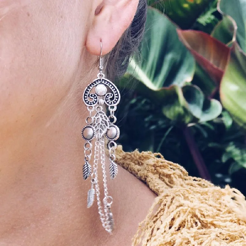 Glamorous Drop Earrings-Anatolian Boho Earrings - "Dreamcatcher"