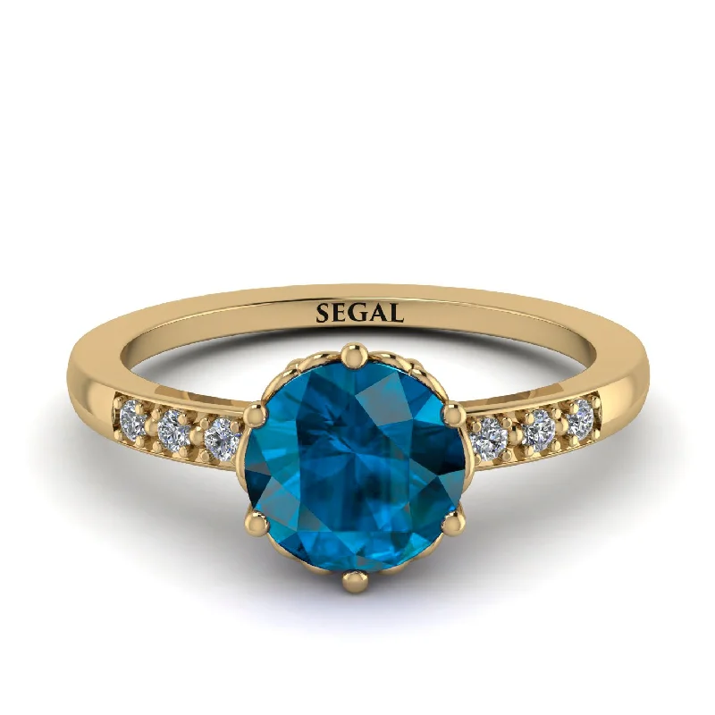 Personalized Birthstone Ring-Classic Blue Topaz Vintage Ring - Olivia No. 501