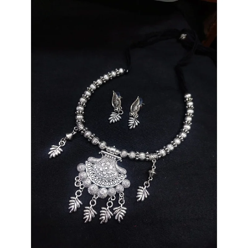 Pearl and Diamond Necklace-Akruti Collection Oxidised  Plated Necklace Set