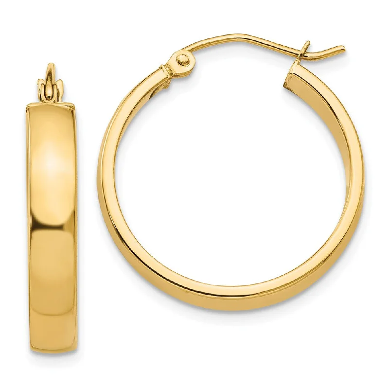 Celestial Star Earrings-4mm, 14k Yellow Gold Polished Round Hoop Earrings, 22mm (7/8 Inch)