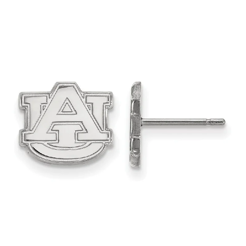 Statement Jewelry Earrings-14k White Gold Auburn University XS (Tiny) 'AU' Post Earrings