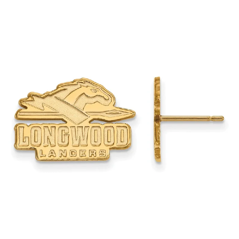 Elegant Drop Earrings-14k Yellow Gold Longwood University Small Post Earrings