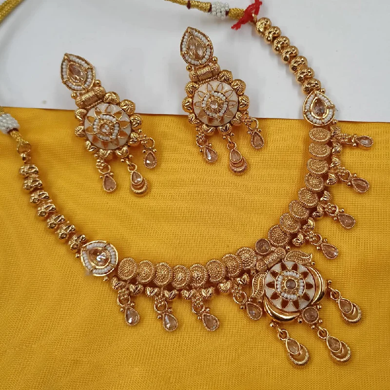 Heart Shaped Gold Necklace-Padmawati Bangles Copper Gold Plated Necklace Set