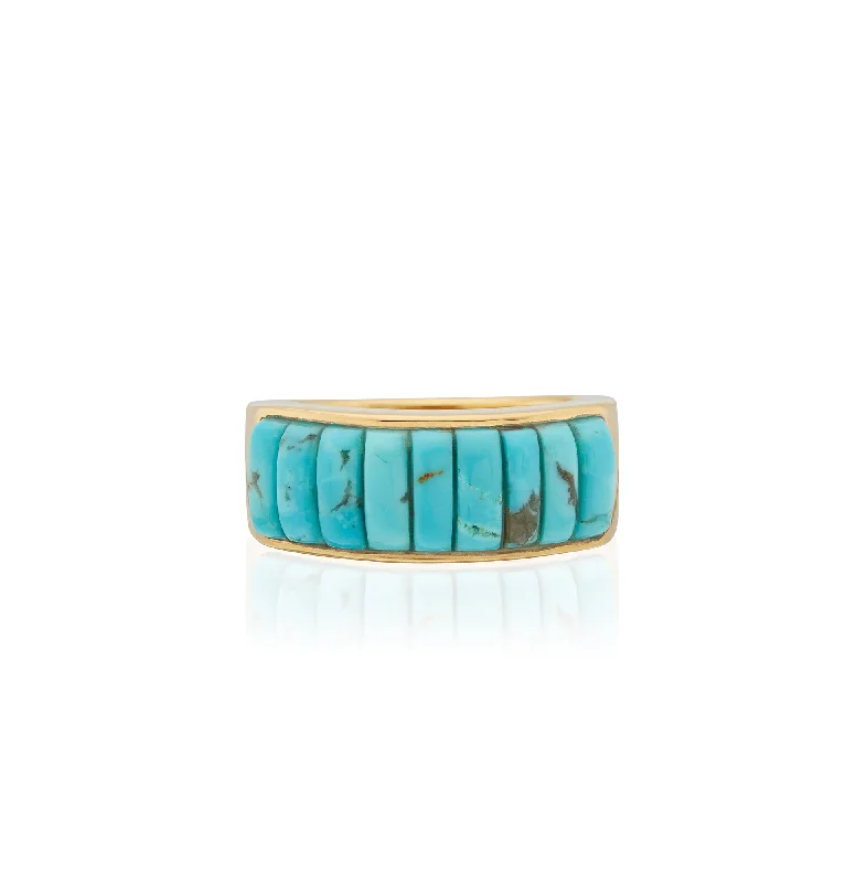 Luxury Ruby Ring-Anna Beck Gold Rectangular Turquoise Multi-Stone Ring