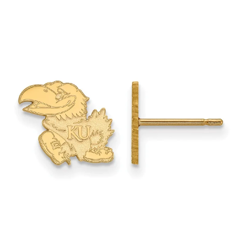 High-End Diamond Earrings-14k Yellow Gold University of Kansas XS (Tiny) Mascot Post Earrings