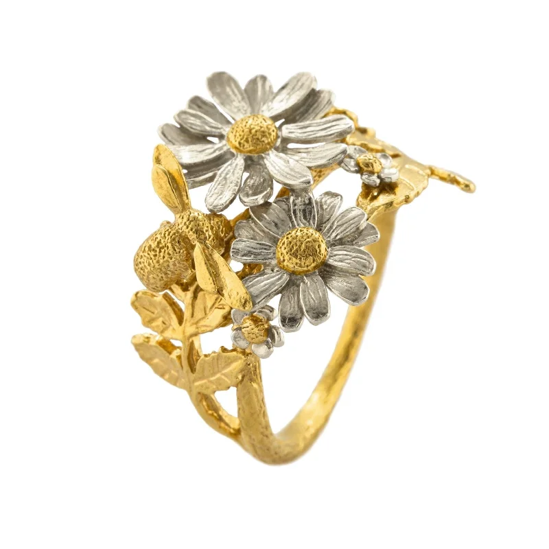 Custom Gold Name Ring-Alex Monroe Posy Bloom Bee Ring