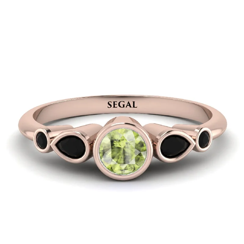 Classic Gold Ring-Bezel Symmetrical Peridot Ring - Ivy No. 608