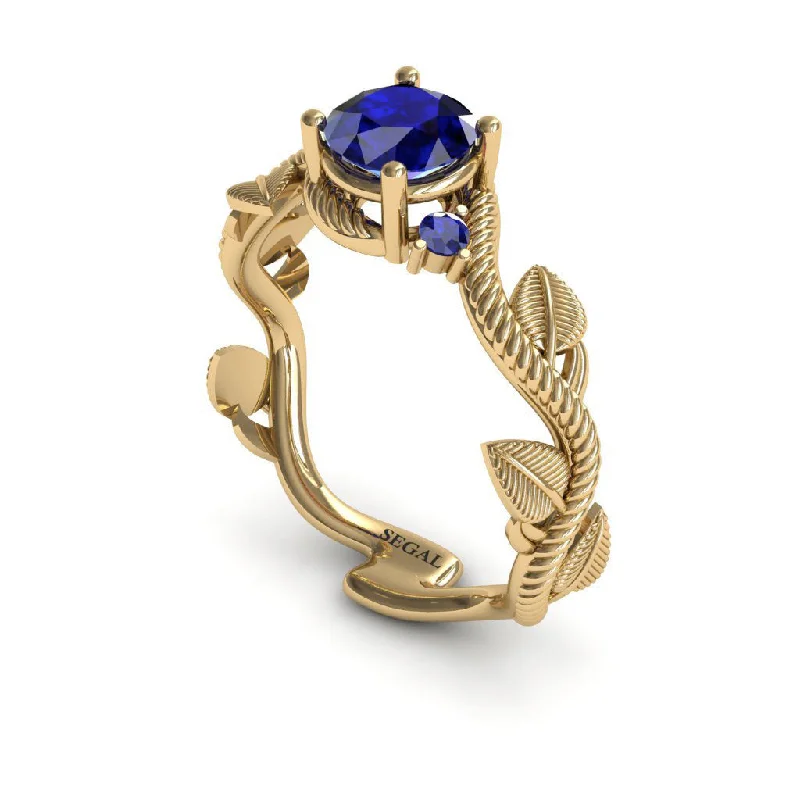 Luxury White Gold Ring-The Leaves Festival Blue Sapphire Ring- Allison no. 43