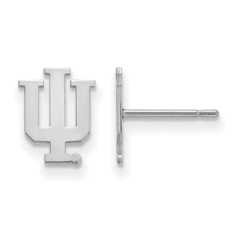 Handcrafted Wooden Earrings-10k White Gold Indiana University XS (Tiny) Post Earrings