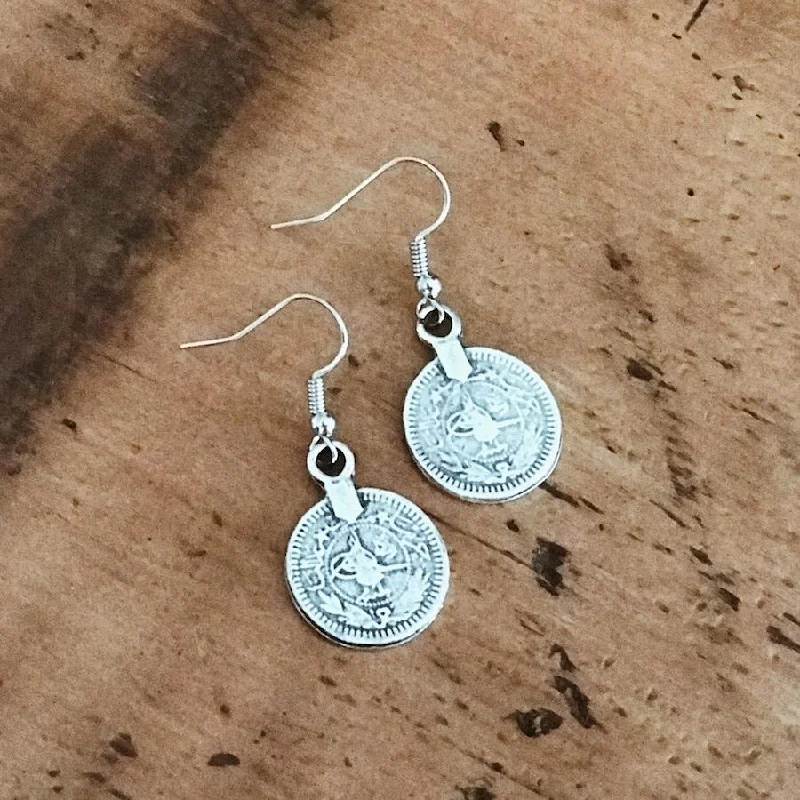 Luxury Gemstone Earrings-Anatolian Boho Earrings - "Single Coin"