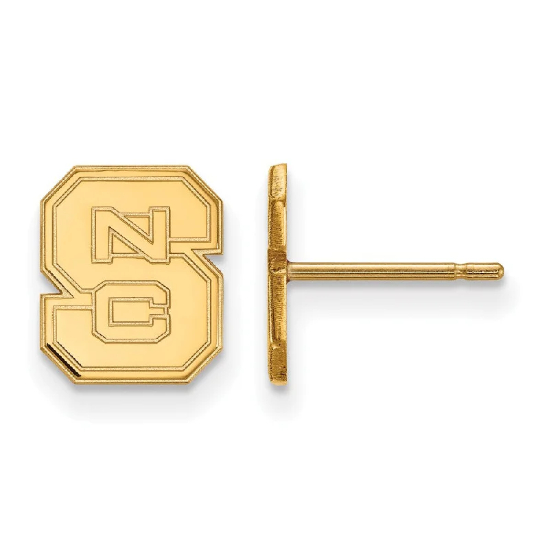 Zodiac Sign Earrings-14k Yellow Gold North Carolina State XS (Tiny) 'NCS' Post Earrings