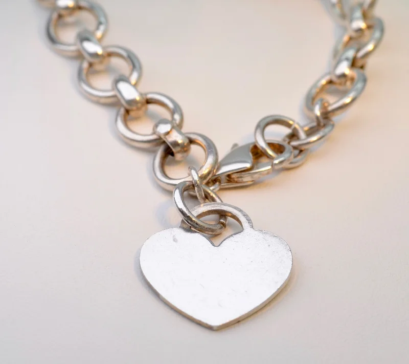 Elegant Custom Bracelets-Sterling Silver Heart Link Bracelet