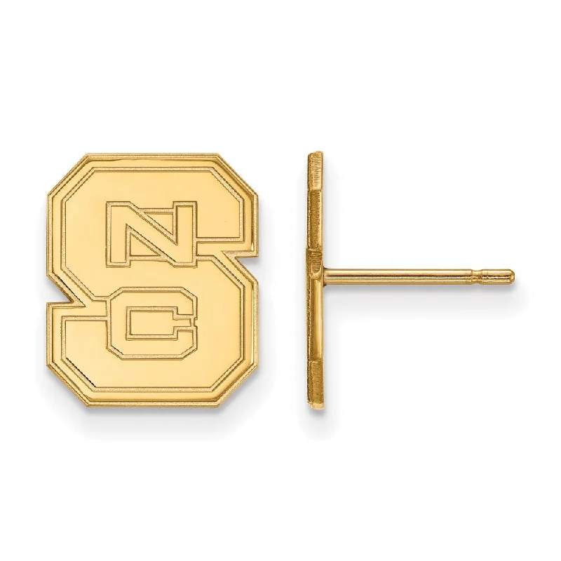 Luxury Diamond Earrings-10k Yellow Gold North Carolina State 'NCS' Post Earrings