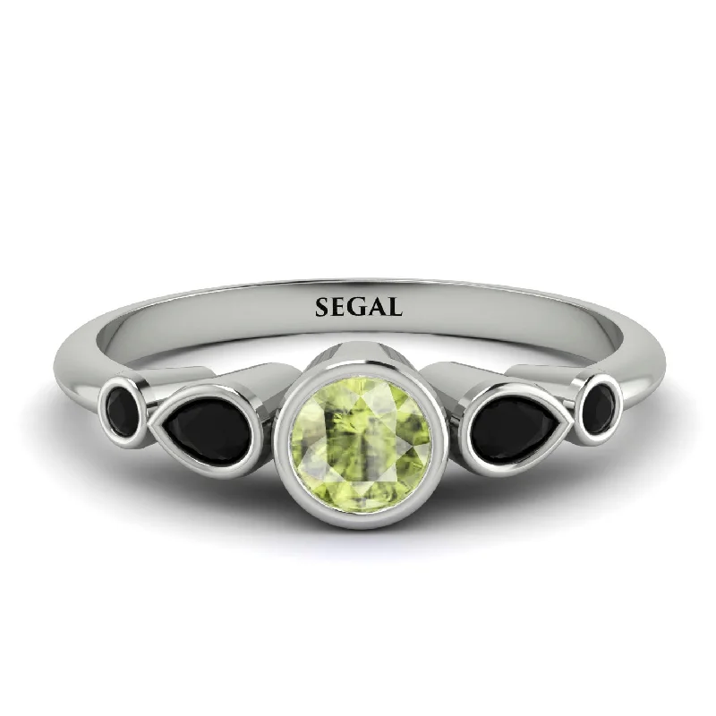 Rose Gold Engagement Ring-Bezel Symmetrical Peridot Ring - Ivy No. 609