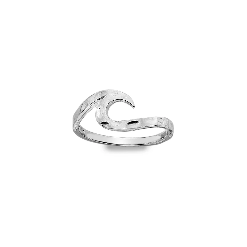 Matching Couple Rings-Sea Gems Sterling Silver Curved Wave Ring