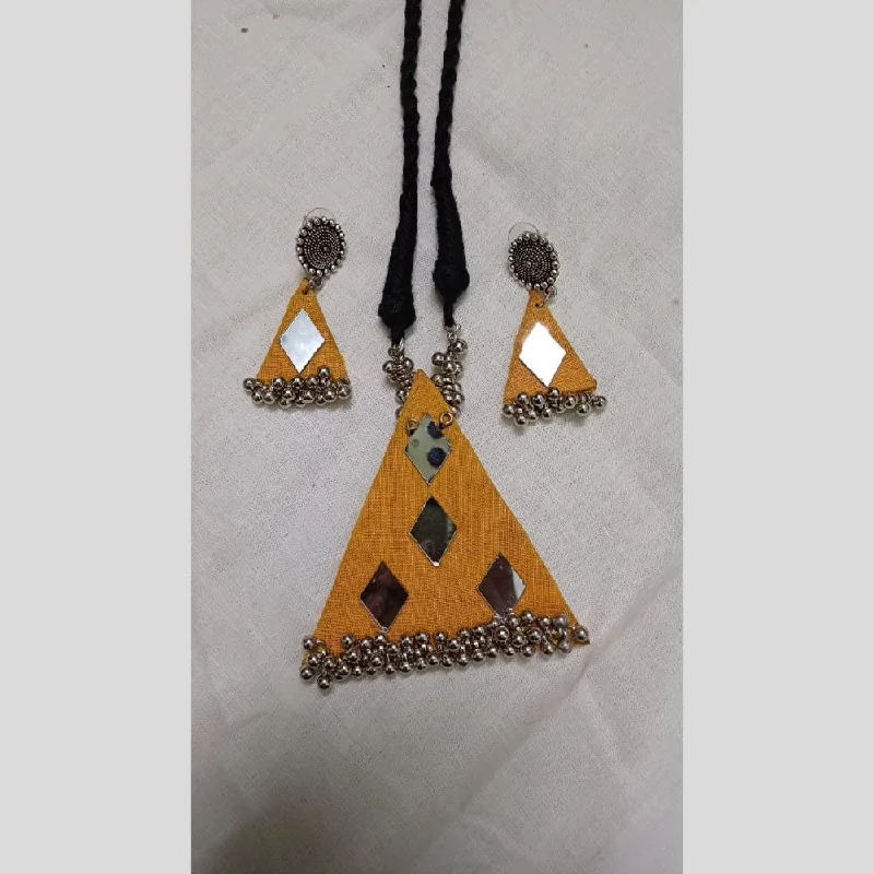 Trendy Gold Pendant Necklace-Shrijicreation Oxidised Plated Handmade Ghungroo Mirror Necklace Set