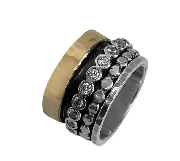 Custom Wedding Band-9ct Gold and Silver Spinning Ring