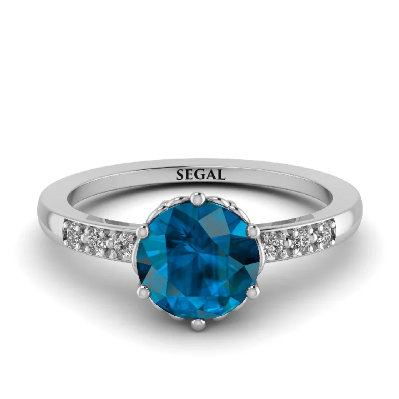 Matching Couple Rings-Classic Blue Topaz Vintage Ring - Olivia No. 503