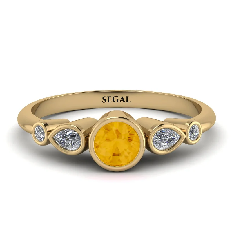 Handmade Promise Ring-Bezel Symmetrical Citrine Ring - Ivy No. 601