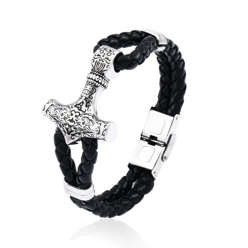 Large Statement Bracelets-Men's Punk Hammer Carved Bracelet