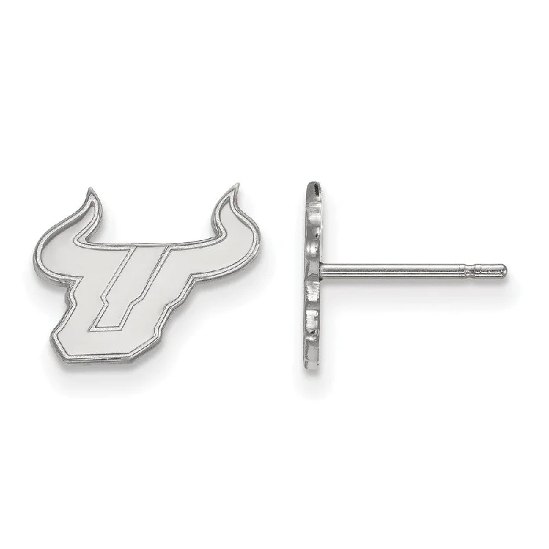 Tiny Stud Earrings-10k White Gold Univ. of South Florida XS (Tiny) Post Earrings