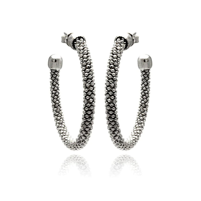 Bridal Pearl Earrings-Silver 925 Rhodium Plated Hoop Earrings