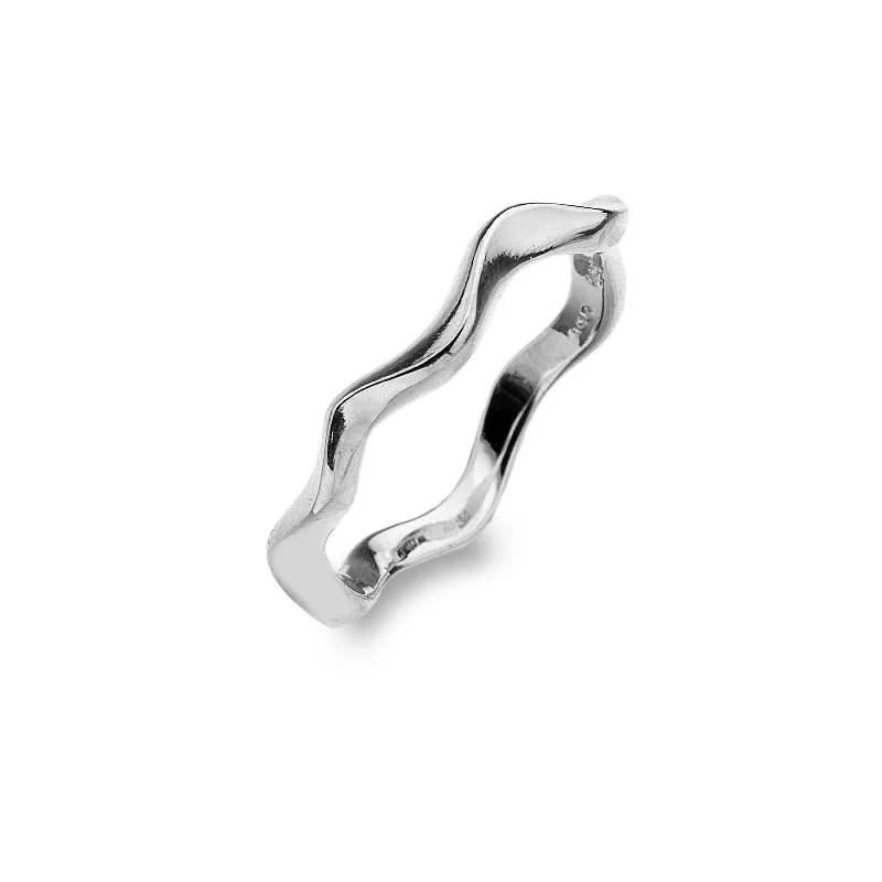 Silver Stackable Rings-Sea Gems Sterling Silver Water Ripple Ring