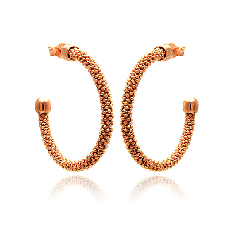 Bridal Hoop Earrings-Silver 925 Rose Gold Plated Hoop Earrings