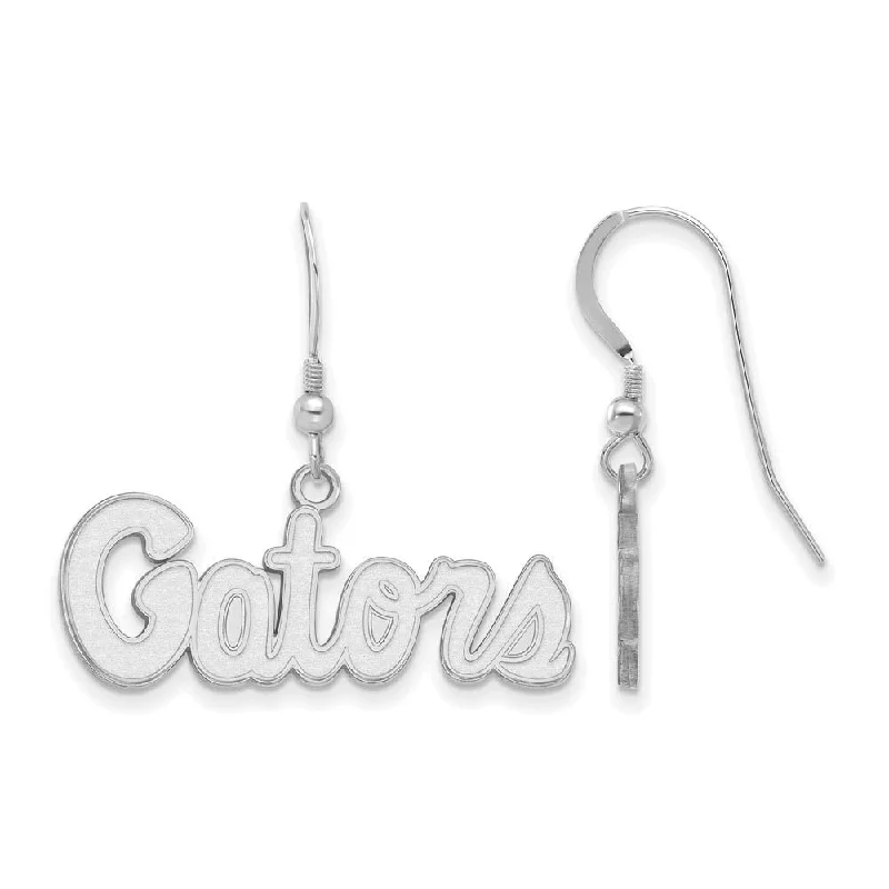 Classic Silver Hoop Earrings-Sterling Silver University of Florida Small 'Gators' Dangle Earrings