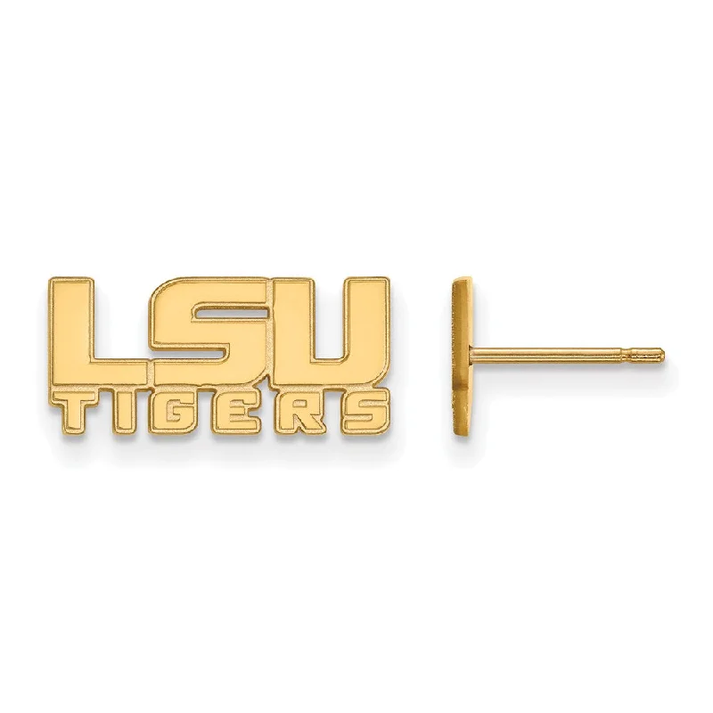 Trendy Ear Jackets-10k Yellow Gold Louisiana State University XS (Tiny) Post Earrings