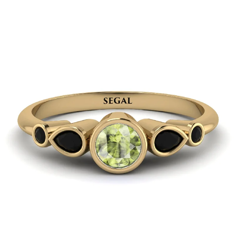 Designer Wedding Ring-Bezel Symmetrical Peridot Ring - Ivy No. 607