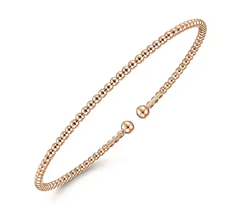 Bangle Set with Pearls-Split 14K Rose Gold Beaded Bujukan Bangle