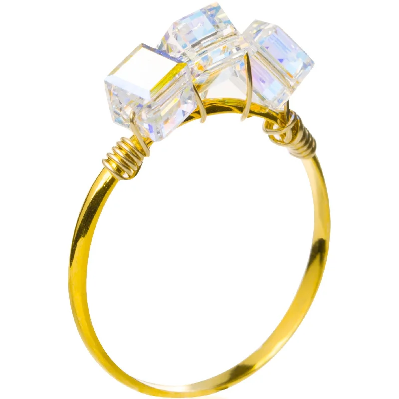 Fashion Diamond Ring-Triple Crystal Cube Ring