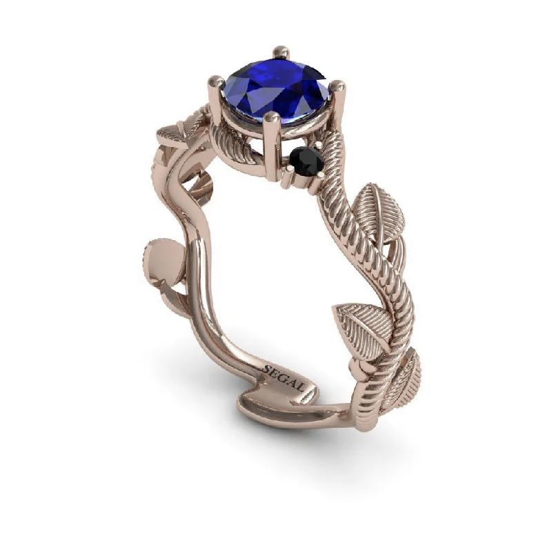 Custom Silver Engagement Ring-The Leaves Festival Blue Sapphire Ring- Allison no. 41