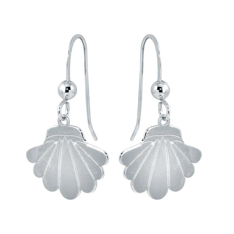 Pretty Pearl Earrings-Silver 925 Rhodium Dangling Shell Earrings