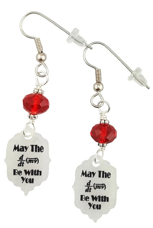 Funky Earrings for Teens-May The Force Be W/ You Math Pun, Earrings