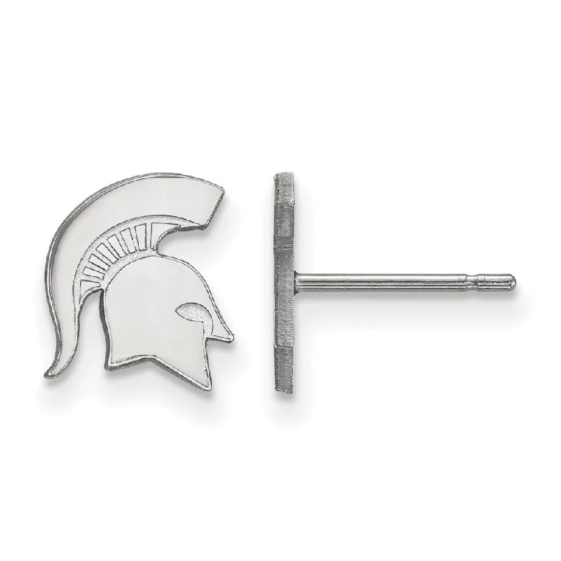 Classic Diamond Earrings-14k White Gold Michigan State University XS (Tiny) Post Earrings