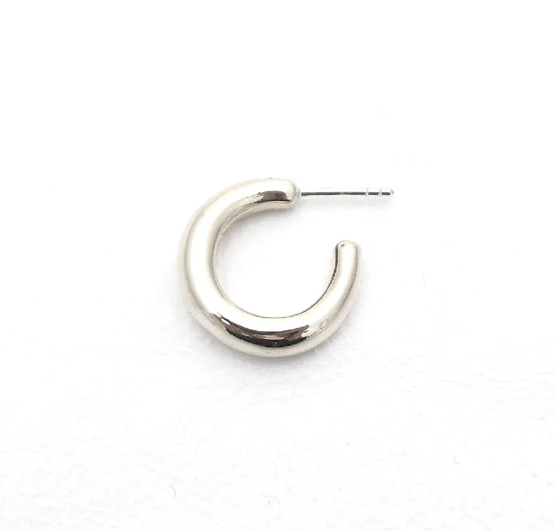 Small Silver Stud Earrings-Pebble Demi Hoops