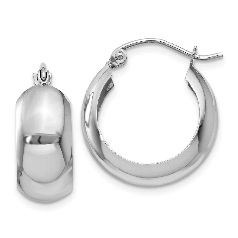 Antique Style Earrings-7mm, 14k White Gold Half Round Hoop Earrings, 18mm (11/16 Inch)