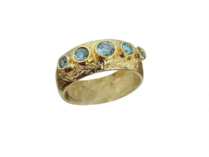 Elegant Round Diamond Ring-Yaron Morhaim Gold and Blue Topaz Ring