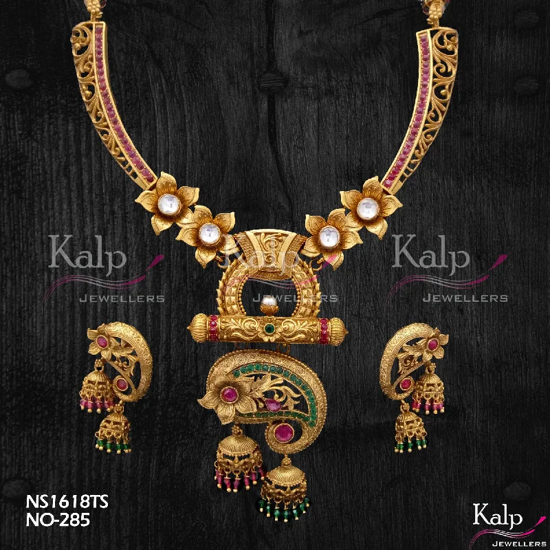 Unique Designer Necklace-Kalp Jewellers Copper Gold Plated Necklace Set