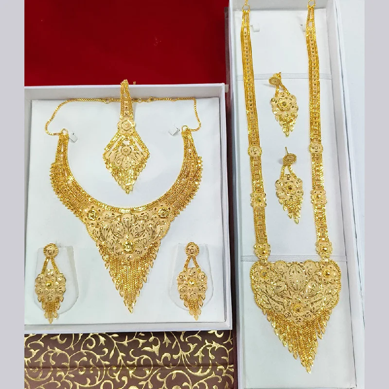 Gold Bangle Necklace-Pari Art Jewellery Forming Double Necklace Set