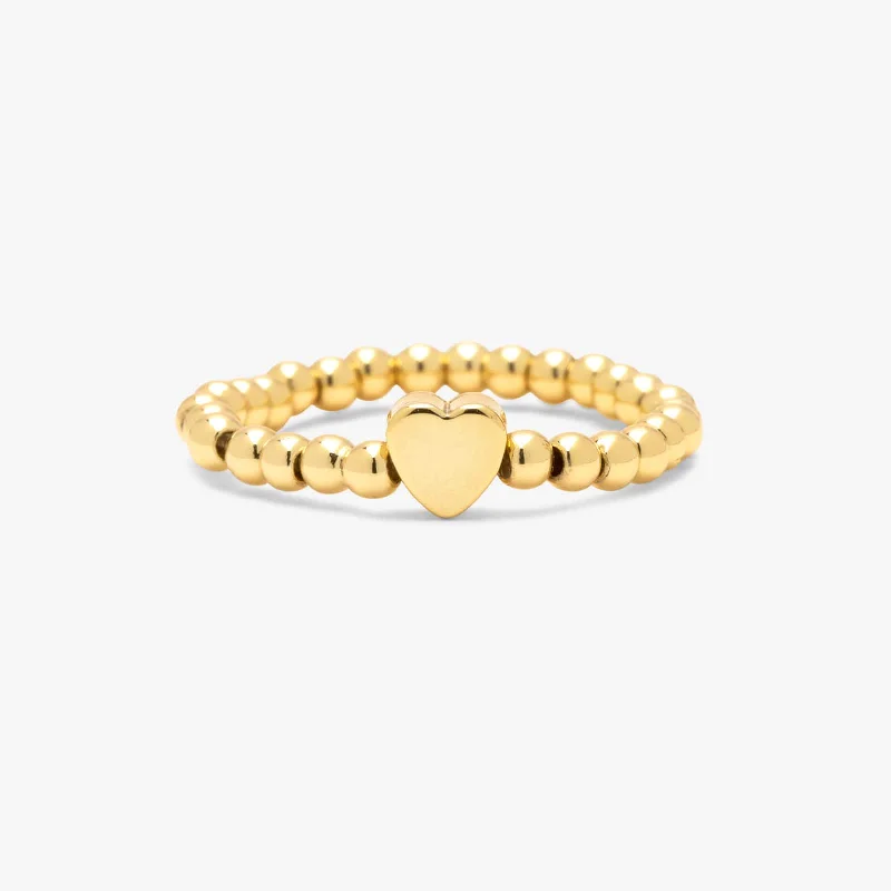 Artistic Design Ring-Gold Heart Bead Stretch Ring