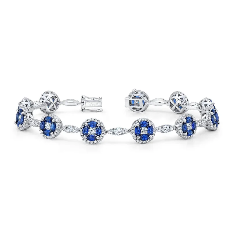 Unique Gold Bracelets-Uneek Precious Collection Halo Marquise Blue Sapphire Bracelet