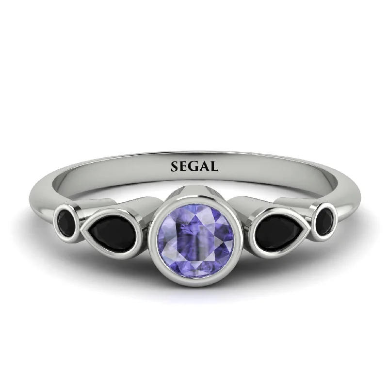 Stylish Gemstone Wedding Ring-Bezel Symmetrical Tanzanite Ring - Ivy No. 209