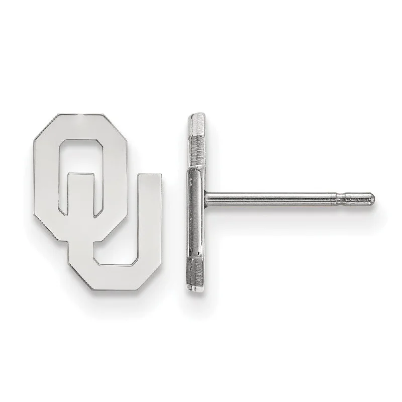 Dainty Silver Earrings-14k White Gold University of Oklahoma XS (Tiny) Post Earrings